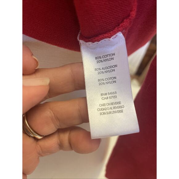 Beautiful Calvin Klein Size XL Red Pearl Neck 3/4 Sleeve Flat Knit Sweater - Picture 5 of 7